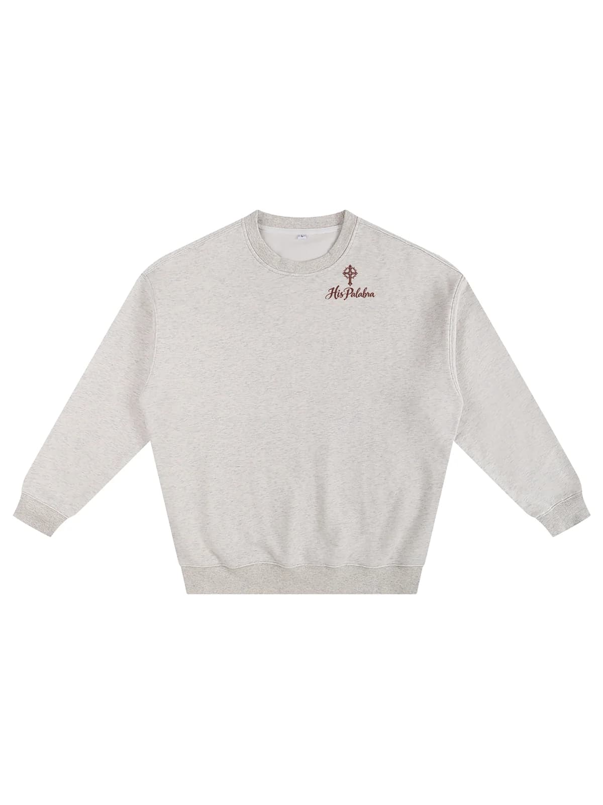 Retoño Daily Psalm 119:105 Crewneck in Oat Gray, front