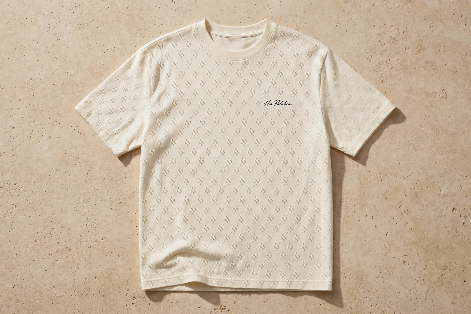 Cream His Palabra essential tee with tonal HP monogram