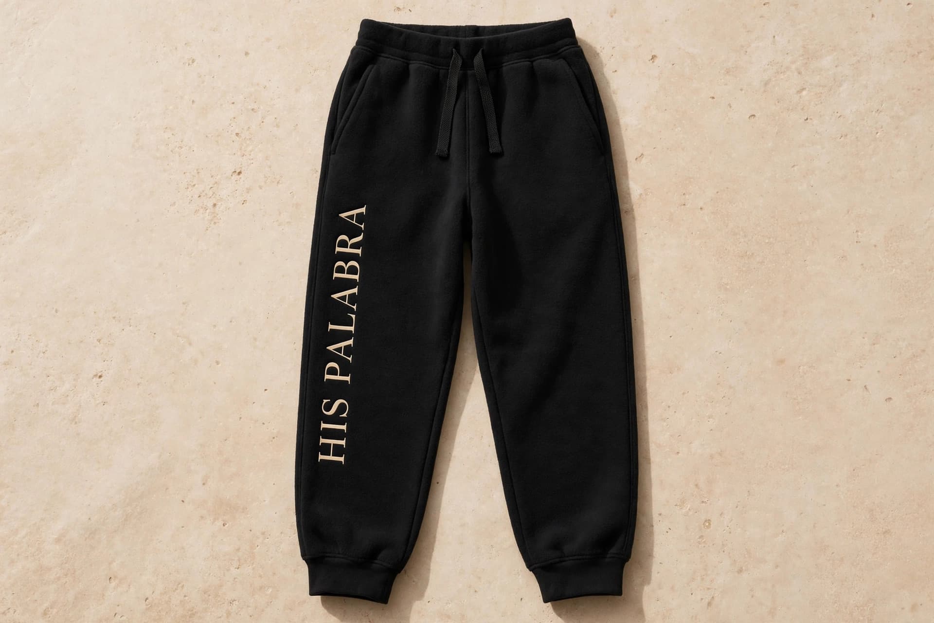 Black His Palabra signature sweatpants with thigh print